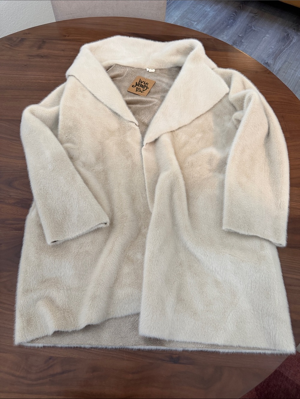 ivy jane Cream Faux Fur Shawl Collar Teddy Coat
